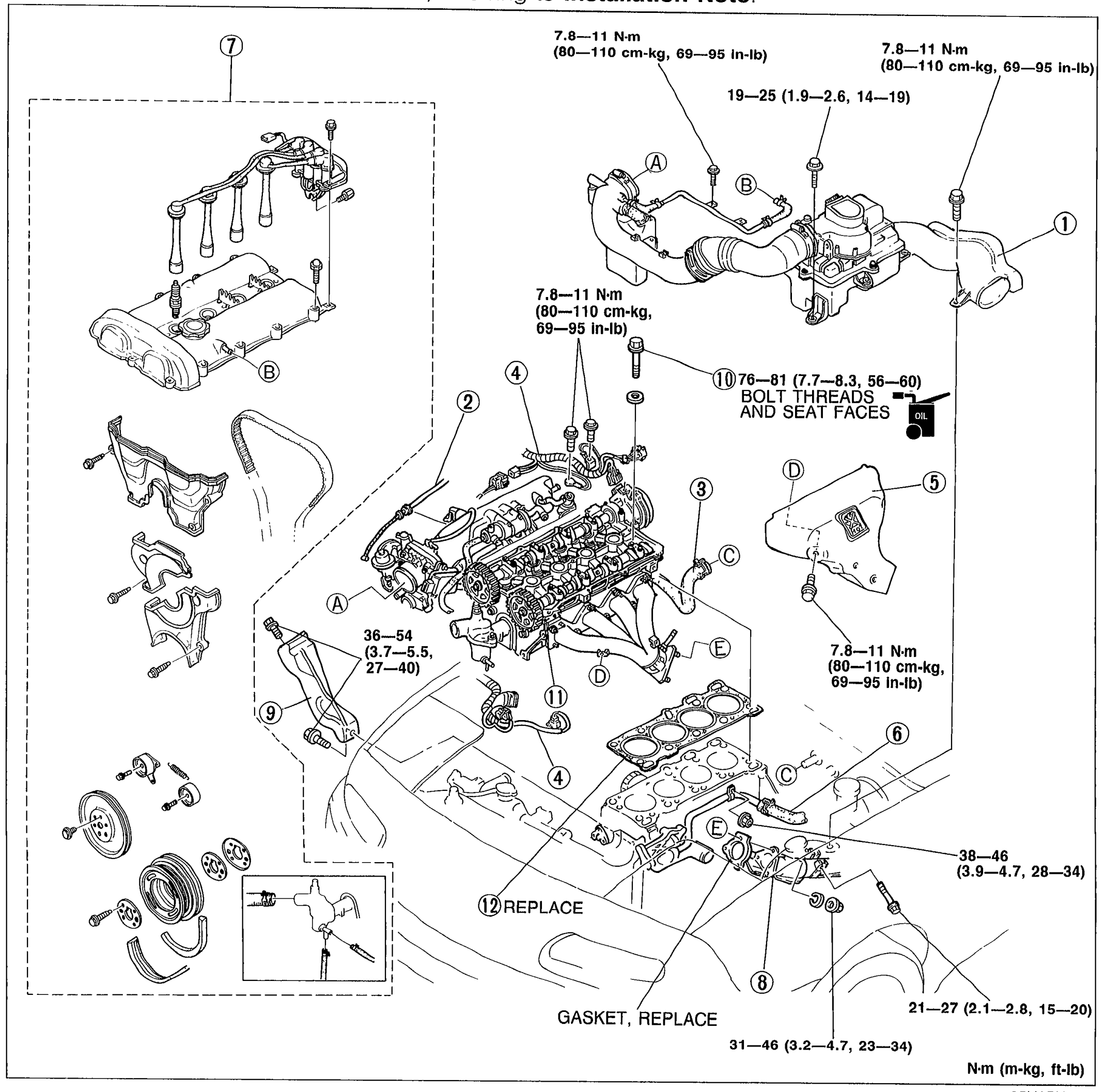 ON-VEHICLE MAINTENANCE — CYLINDER HEAD GASKET Replacement