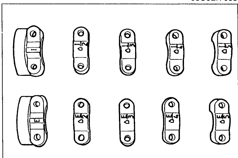 Layout view of the 10 camshaft caps showing the numbered identification marks and arrow direction marks on each cap.