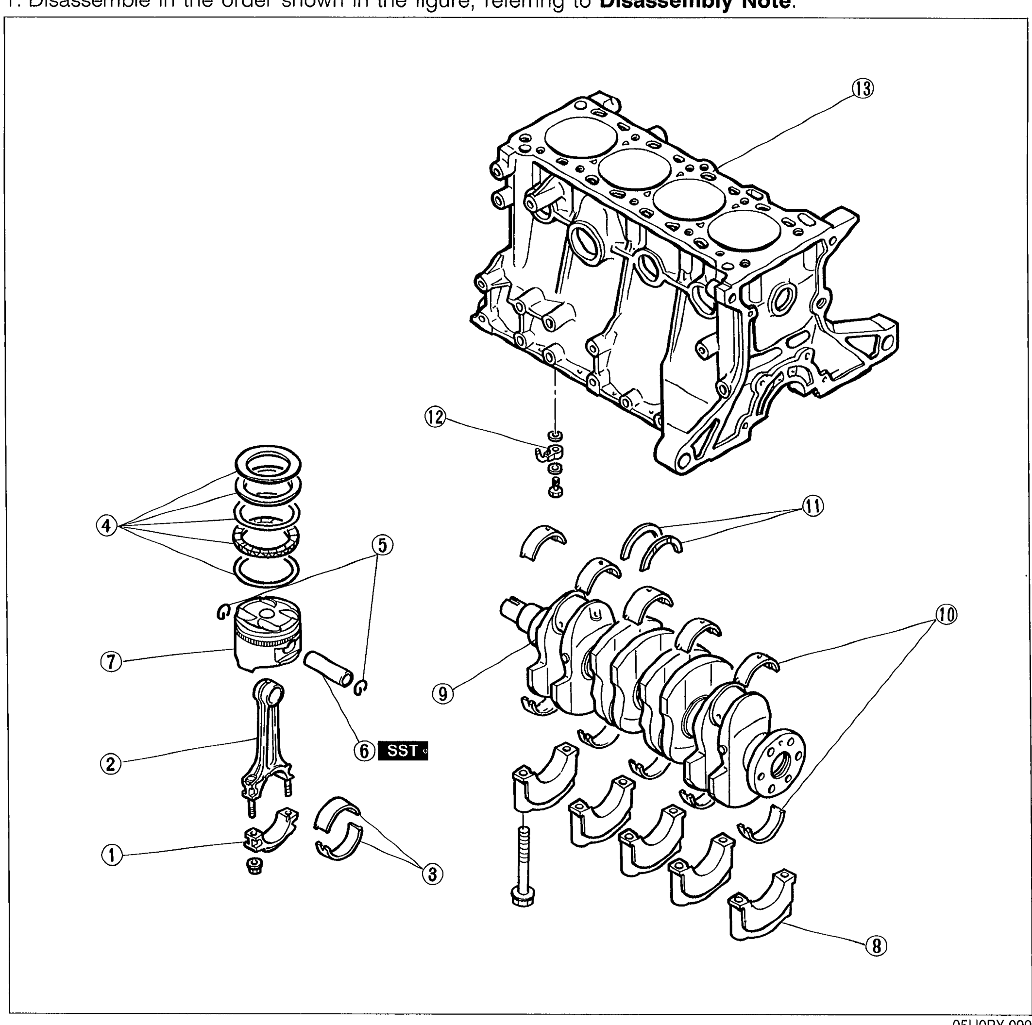 DISASSEMBLY — CYLINDER BLOCK (INTERNAL PARTS)