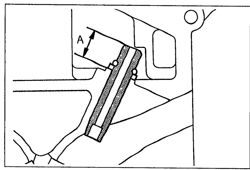 Measuring valve guide protrusion height A from the cylinder head spring seat surface using a depth gauge / vernier caliper. Dimension A is indicated by a bracket between the valve guide top and the head surface.
