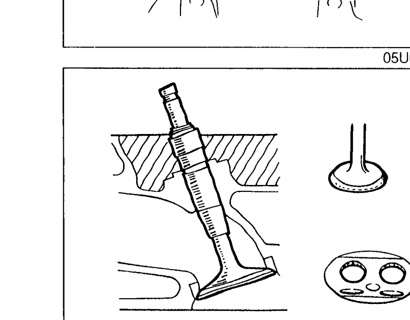 Checking valve seat contact pattern by applying Prussian blue to the valve face and pressing it against the seat. Inset at right shows the resulting blue contact ring around the seat (good contact pattern).