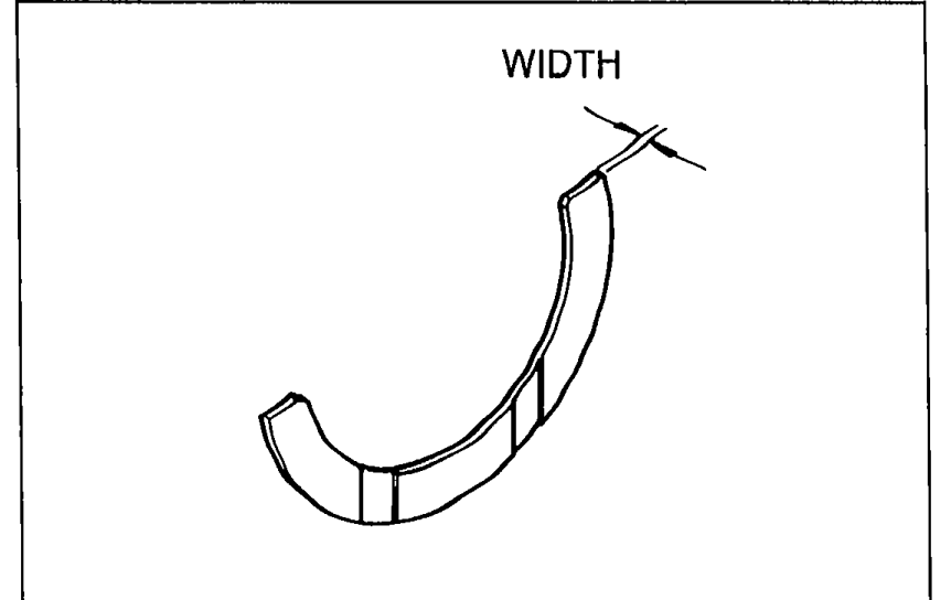 Illustration of a thrust bearing with the 'WIDTH' dimension called out by an arrow across the width of the bearing.