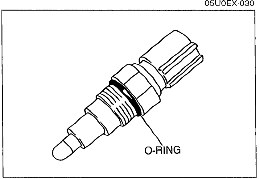 Close-up of the water thermoswitch component with the O-ring labeled.