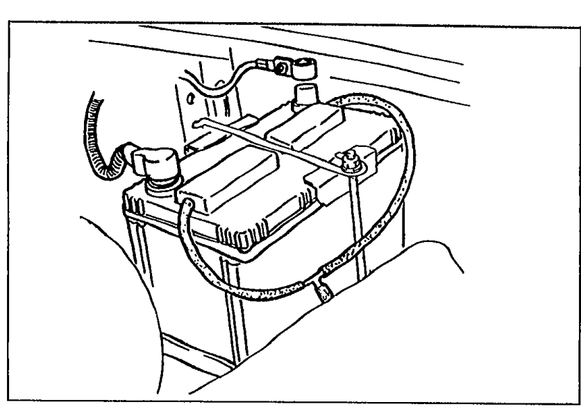 Photo of the engine bay showing the negative battery cable being accessed for the after-repair memory reset procedure.