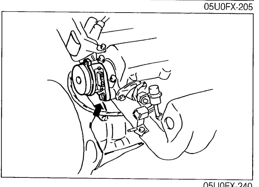 Crank angle sensor reinstalled on the engine, showing final mounting position. Illustrates Installation step 2.