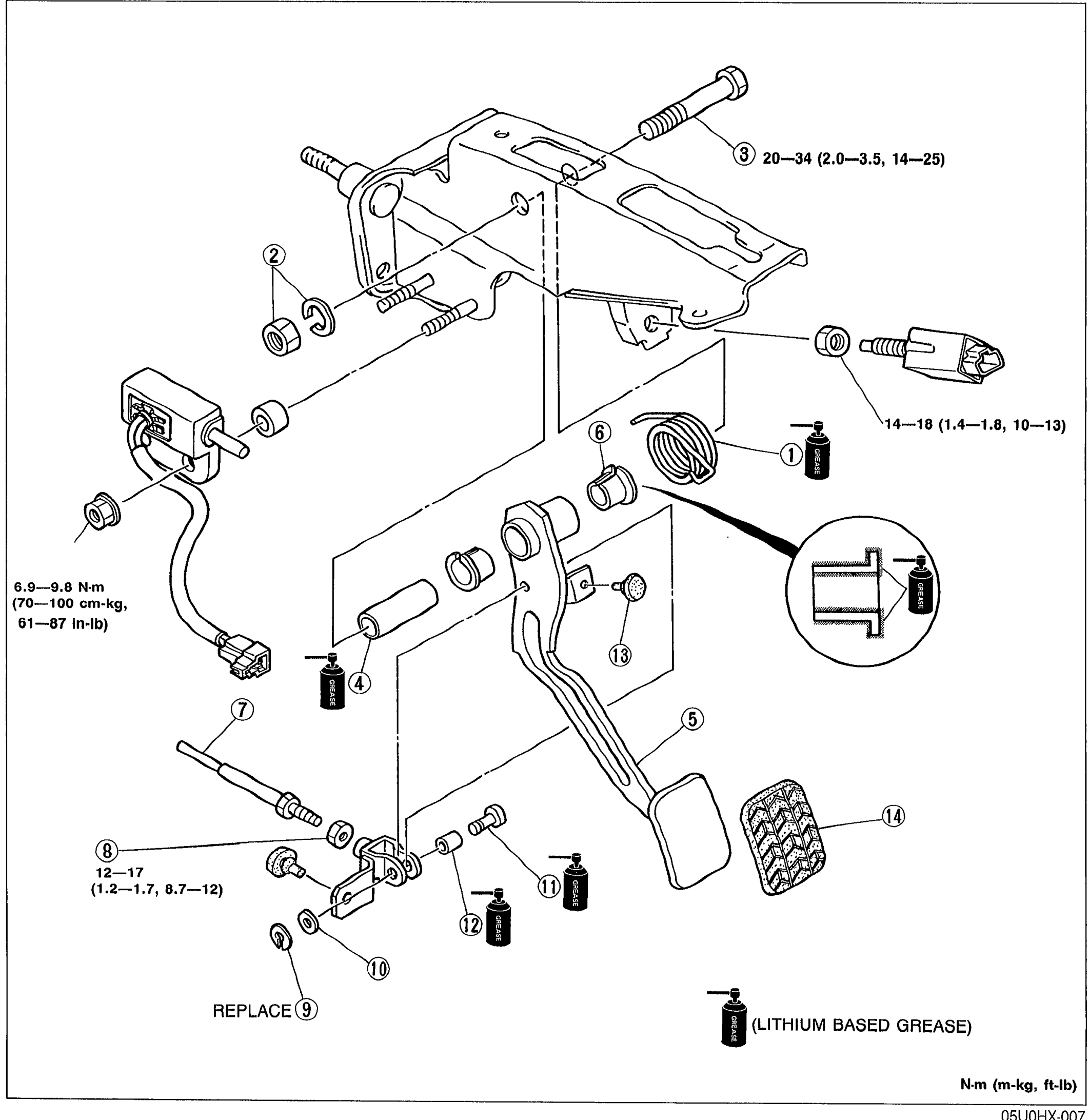 CLUTCH PEDAL — Removal / Inspection / Installation