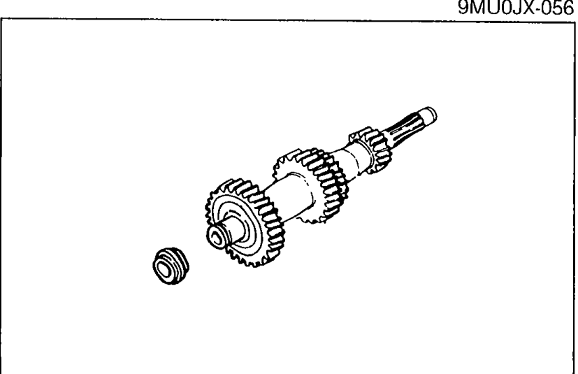 Photograph of the countershaft showing the gear cluster and splined sections.