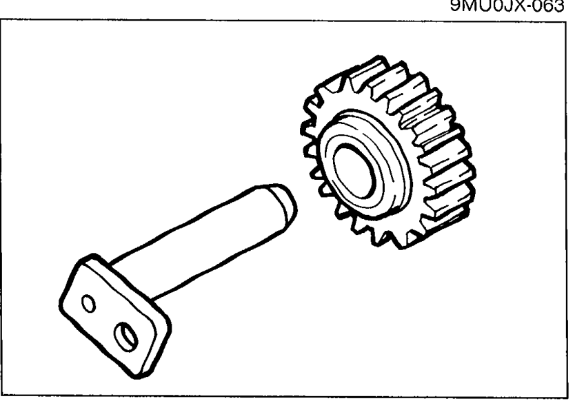 Reverse idler gear and reverse idler shaft (with locating tab/key on the shaft).