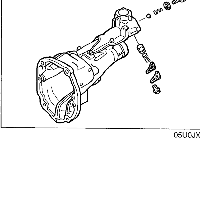Select-lock spindle, spring, and spring cap being installed into the extension housing. Shows the components in exploded position relative to their mounting hole.