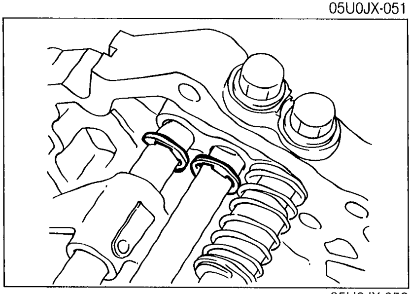 Installing new clips to the 3rd/4th shift rod and 1st/2nd shift rod.