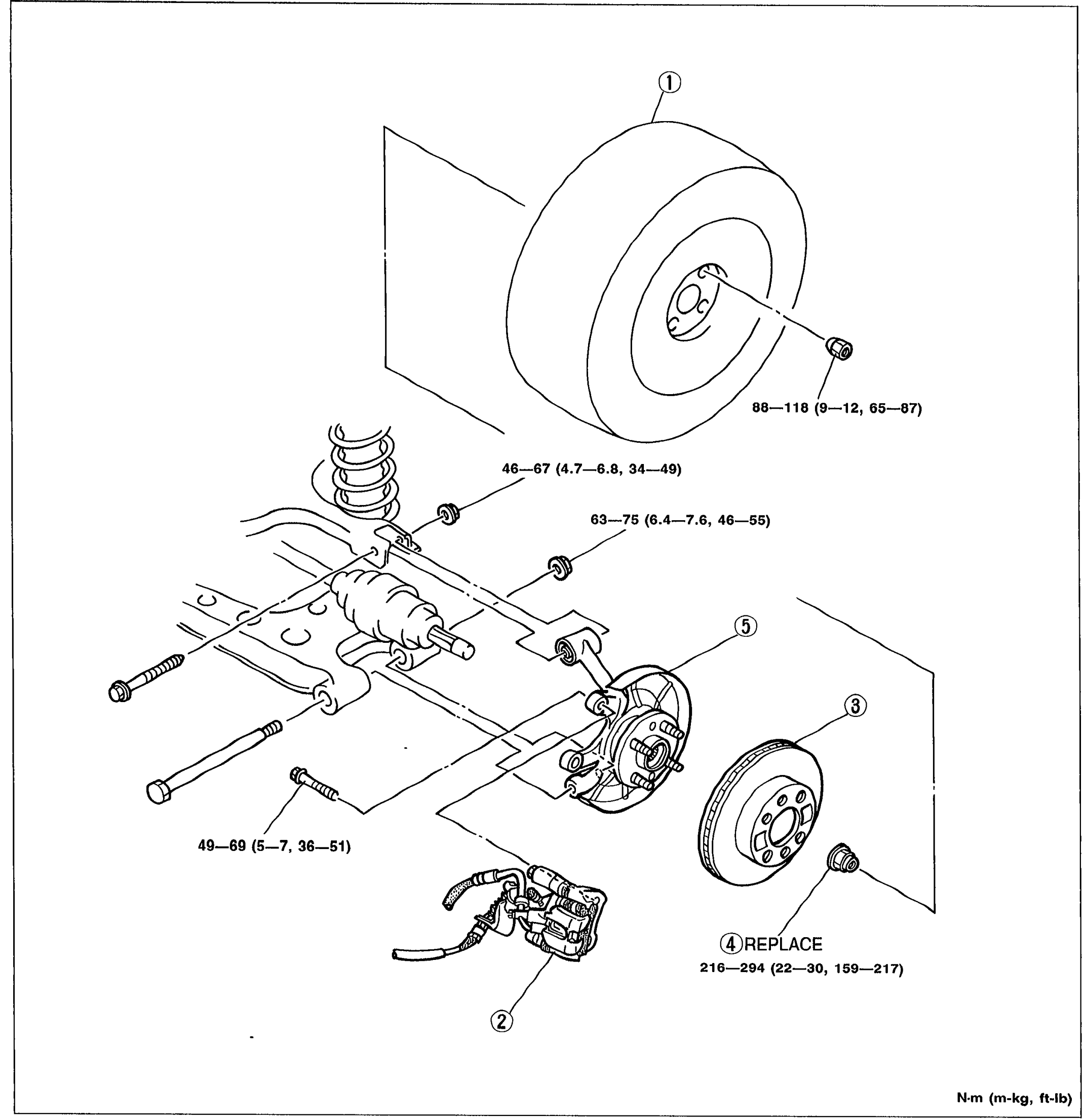 REAR AXLE — Disc Brake Type — Inspection / Removal / Installation