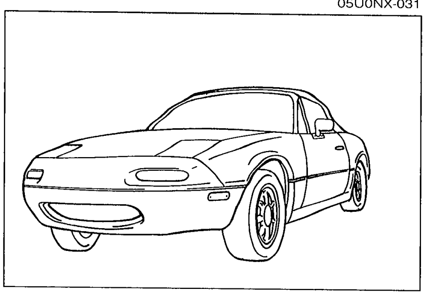 Side view of MX-5 sitting level on hard surface with wheels in straight-ahead position.