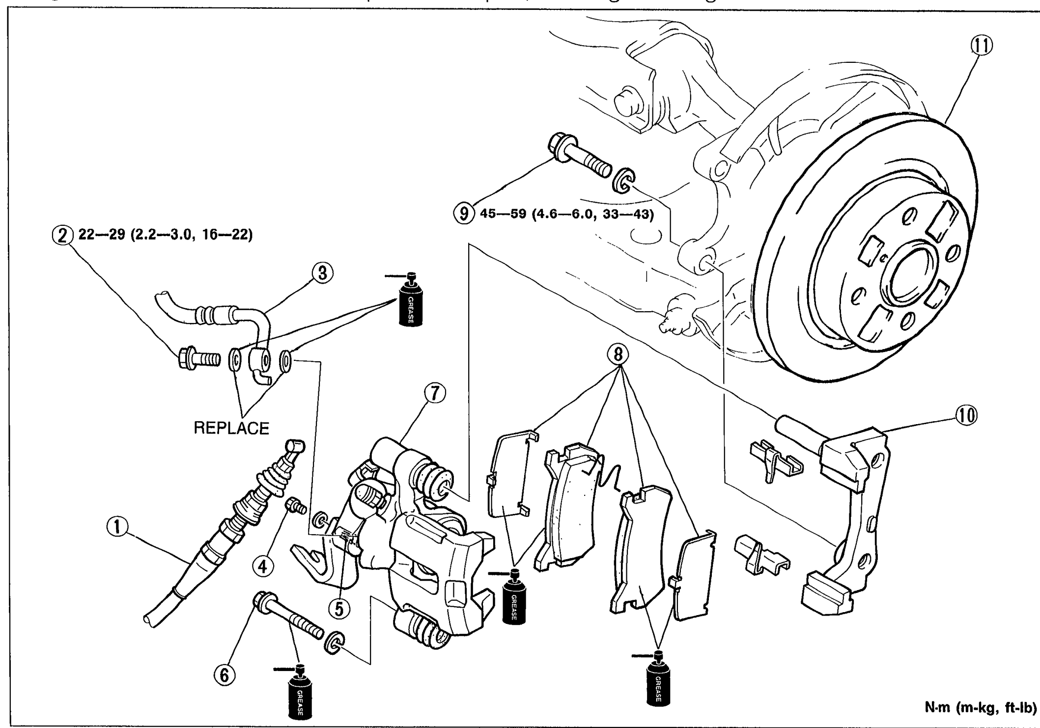 BRAKE SYSTEM — Installation note / Removal / Installation (Rear Caliper)