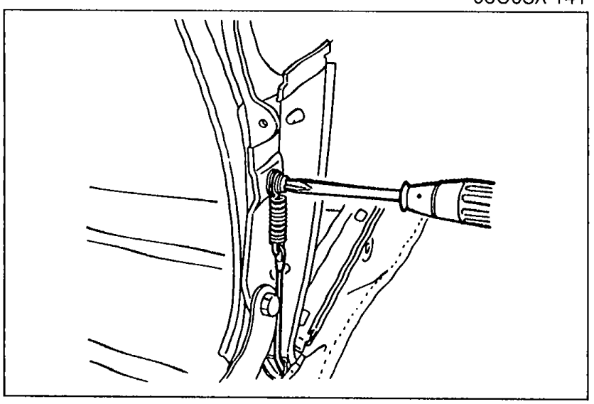Illustration of cables being installed to the rear of the link assembly with a tool (rivet gun or similar).