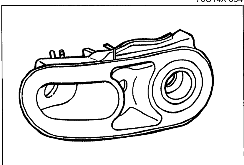 Empty rear combination light housing (no lens) showing the bonding groove around the periphery, ready for removal of 'hot melt' residue (Step 3).
