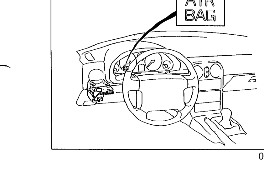 Photo of the instrument panel showing the AIR BAG warning lamp illuminated/active.