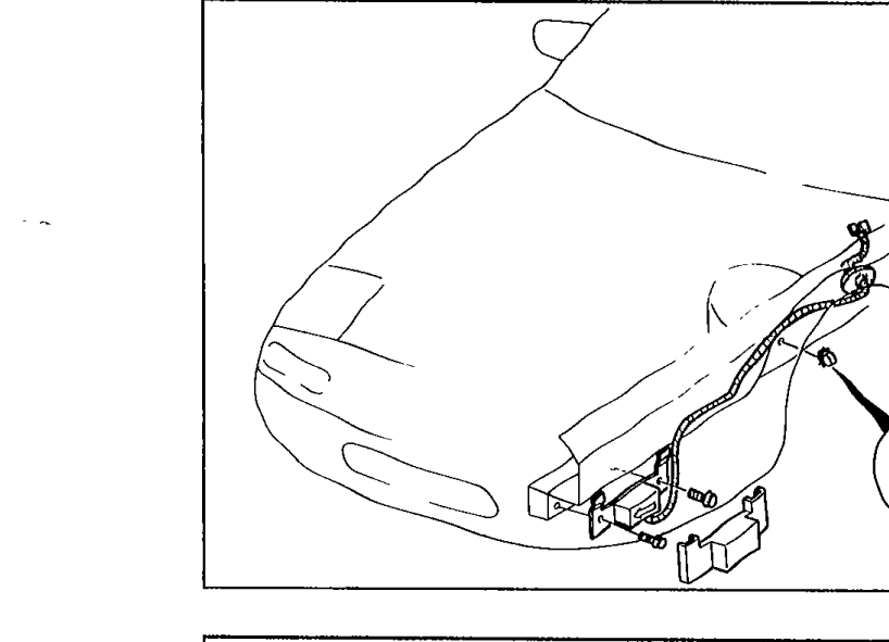 Inner front fender area showing the D-sensor (LH) mounted with clips and bolts to be removed.
