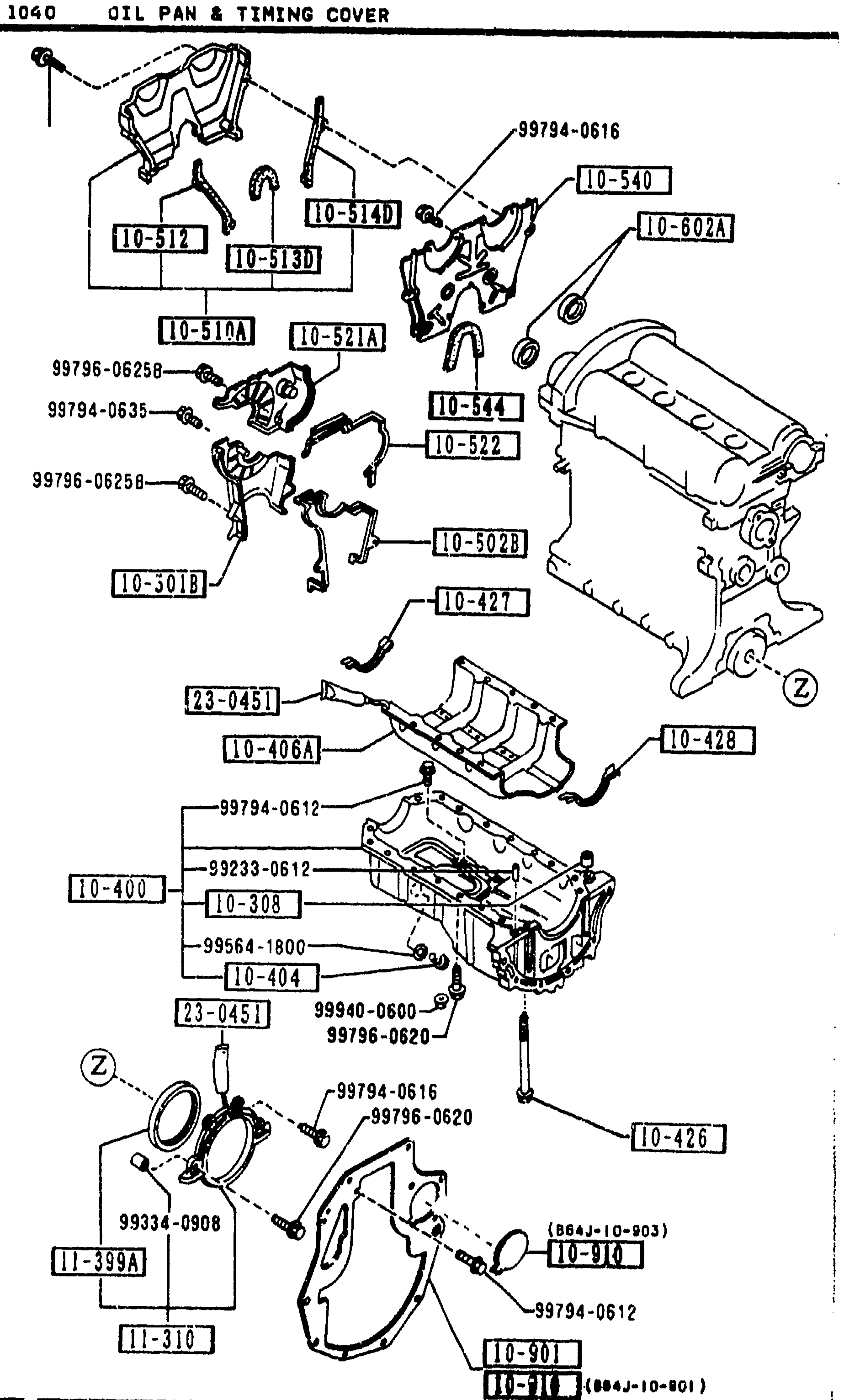 1040 -2 M OIL PAN & TIMING COVER