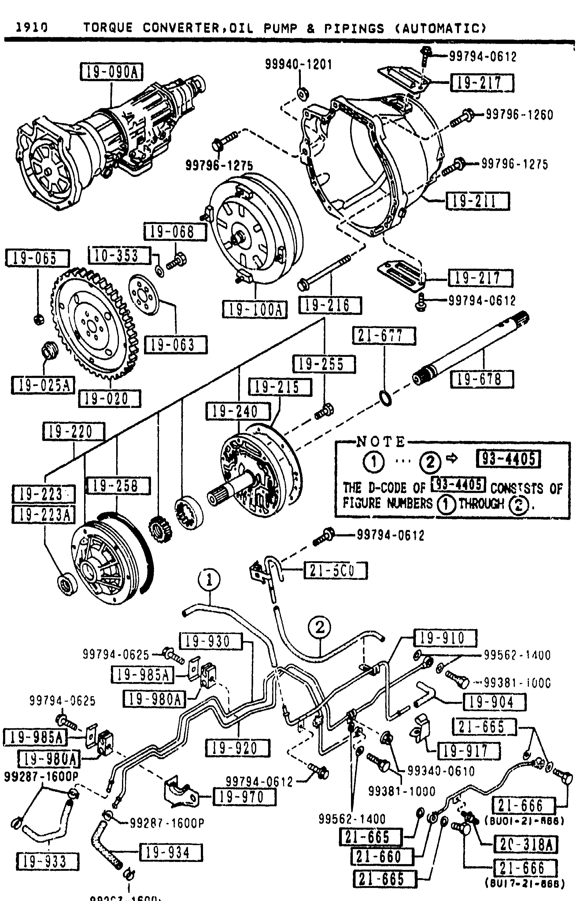 1910 TORQUE CONVERTER, OIL PUMP & PIPINGS (AUTOMATIC)