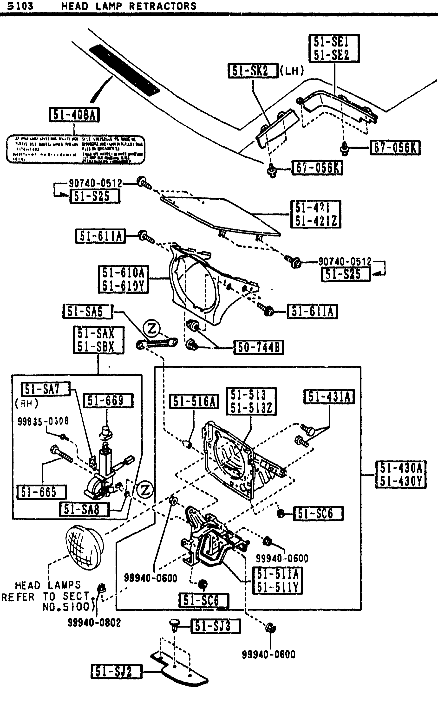 HEAD LAMP RETRACTORS